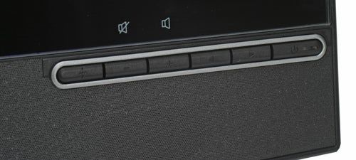 Close-up of AG Neovo E-W22 monitor's control buttons.
