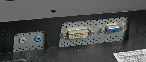 Close-up of NEC Multisync LCD205WXM's video port connectivity options