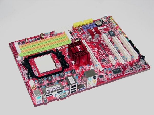MSI K9A3 CF motherboard on white background