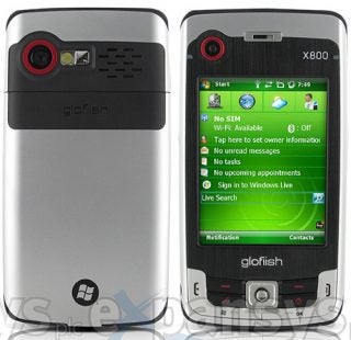 E-ten Glofiish X800 smartphone front and back view.