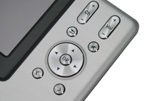 Close-up of Logitech Harmony 1000 Universal Remote buttons.