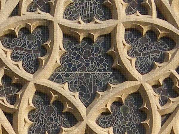 Intricate stone lattice work demonstrating camera's detail capture capability