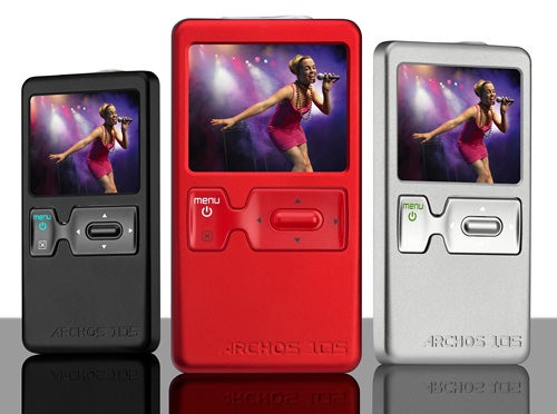 Three Archos 105 media players in different colors