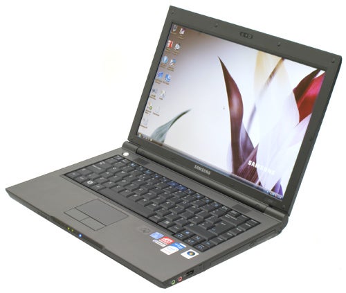 Samsung X22 laptop open displaying desktop screen.