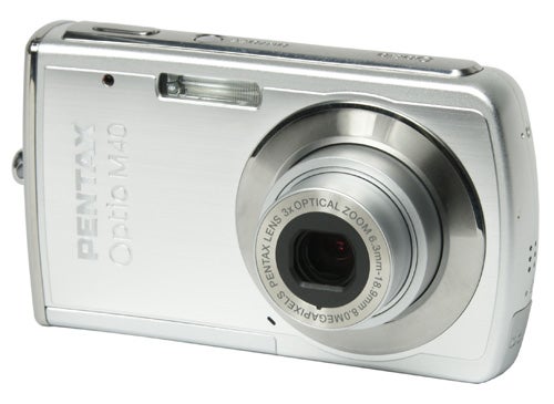 Pentax Optio M40 digital camera on white background.