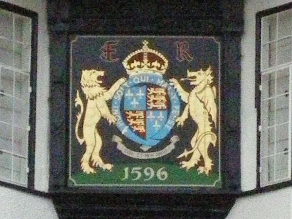 Coat of arms on a plaque with date 1596.