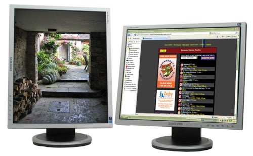 Samsung SyncMaster 940UX monitors displaying different content.