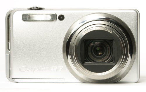 Ricoh Caplio R7 digital camera front view on white background.