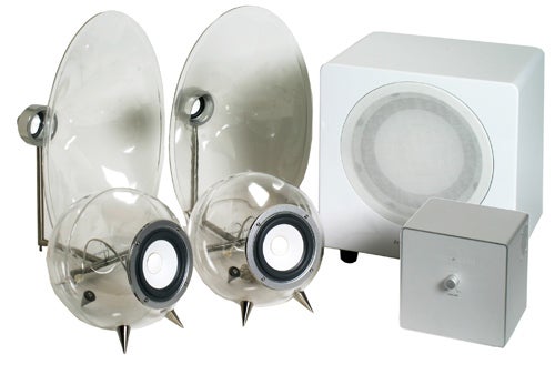 Ferguson Hill FH007 transparent horn speakers and FH008 subwoofer