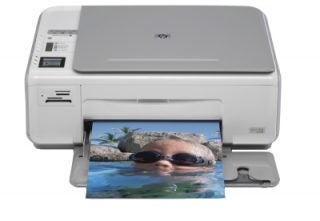 HP Photosmart C4280 printer with a color photo printout.