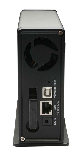 Rear view of D-Link DNS-313 NAS Box with ports.