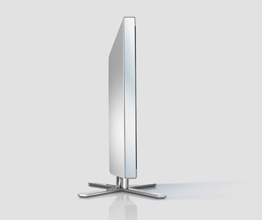 Side view of Loewe Individual Compose 40 LCD TV on stand.