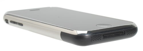 Side view of an Apple iPhone on a white background.