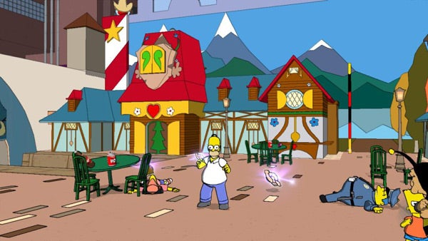 Screenshot of gameplay from The Simpsons Game.