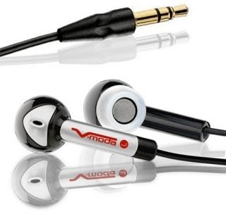 V-Moda Bass Freq headphones with reflective surface.