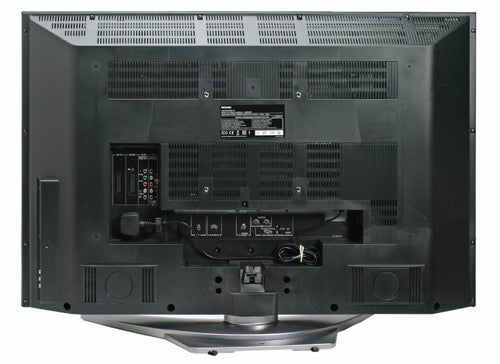 Rear view of Toshiba Regza 42Z3030D LCD TV showing ports and stand.