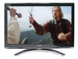 Toshiba Regza 42Z3030D LCD TV displaying a movie scene.