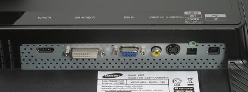 Samsung SyncMaster 245T monitor connectivity ports and label.