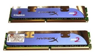 Kingston HyperX DDR2 2GB memory modules on white background.