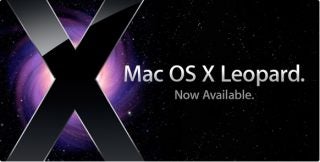 Promotional graphic for Mac OS X Leopard software.
