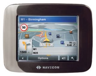 Navigon 5100 Sat-Nav displaying route to Birmingham.