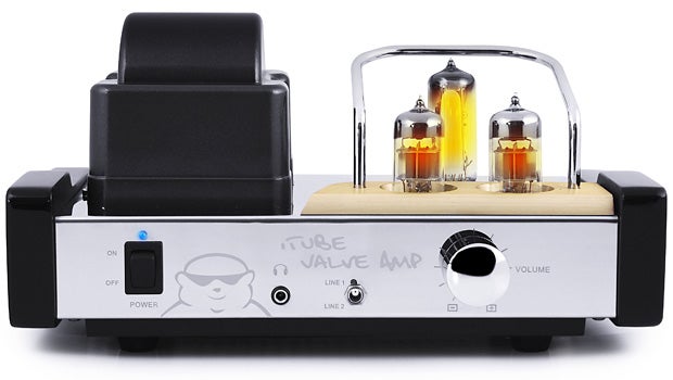 Fatman iTube ValveDock with glowing valves and volume knob.