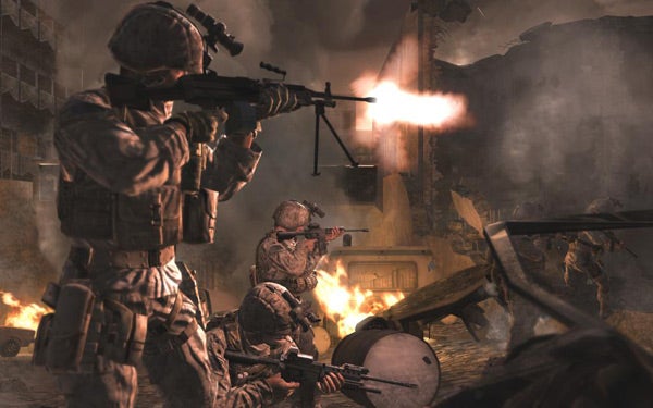 Soldiers in combat from Call of Duty 4: Modern Warfare game.