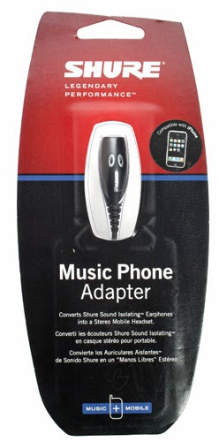 Shure music phone adapter packaging for iPhone.