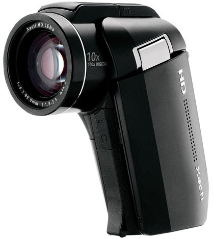 Sanyo Xacti VPC-HD1000 camcorder on a white background.