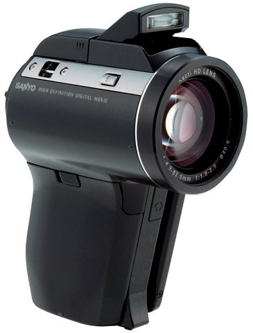 Sanyo Xacti VPC-HD1000 camcorder on white background.