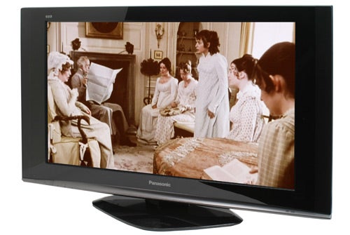 Panasonic Viera TX-37LZD70 LCD TV displaying a movie scene.