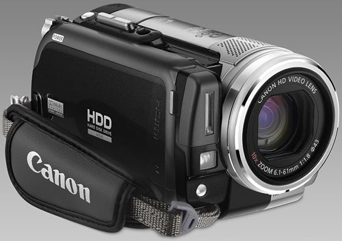 Canon HG10 HDD camcorder with protective lens cover.Canon HG10 HDD camcorder with lens cover attached.