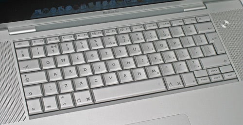 Close-up of Apple MacBook Pro 17-inch keyboard.