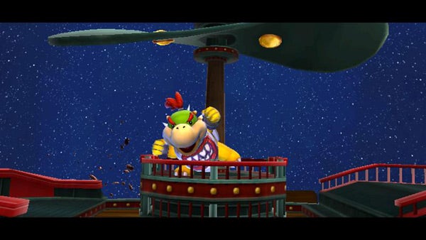 Screenshot of Bowser Jr. in Super Mario Galaxy game.Bowser Jr. in a boss fight scene from Super Mario Galaxy.