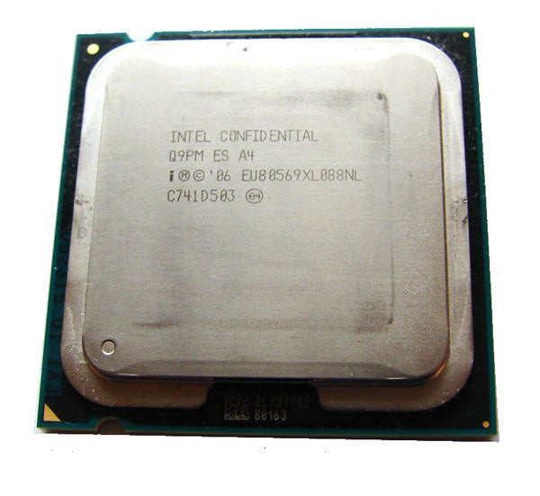 Intel Core 2 Extreme QX9770 processor with confidential label.