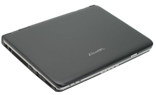 Black Zepto Znote 6625WD laptop closed on white background.Closed Zepto Znote 6625WD laptop on white background