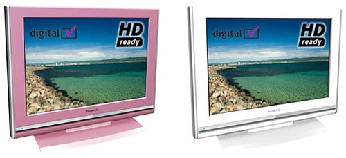 Humax LGB-19DTT 19-inch LCD TVs in pink and silver.