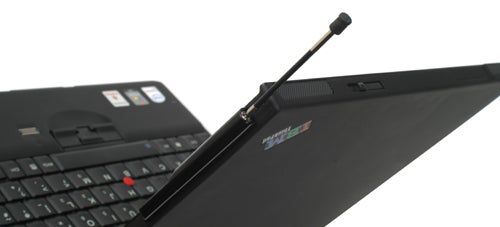 Lenovo ThinkPad X61s laptop with extended Wi-Fi antenna.Lenovo ThinkPad X61s laptop with extended wireless antenna.