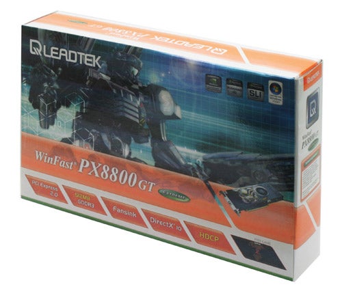 Leadtek WinFast PX8800 GT graphics card packaging.