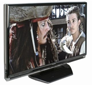 Toshiba Regza 40XF355D LCD TV displaying a movie scene.