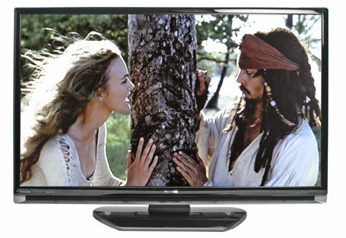 Toshiba Regza 40XF355D LCD TV displaying a movie scene.Toshiba Regza LCD TV displaying a movie scene.