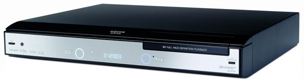 Sharp BD-HP20H Blu-ray player on white background.