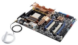 Asus M3A32-MVP Deluxe Wi-Fi motherboard with antennas.