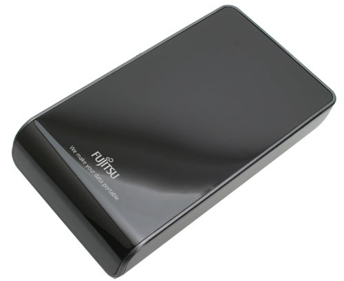 Fujitsu HandyDrive 300GB external hard drive on white background.
