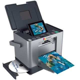 Epson PictureMate PM290 printer with printed photo and screen display.