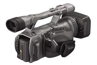 Sony HDR-FX7E camcorder on white background.