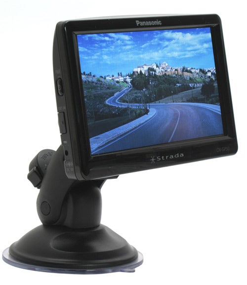 Panasonic Strada CN-GP50N GPS navigator on mount.