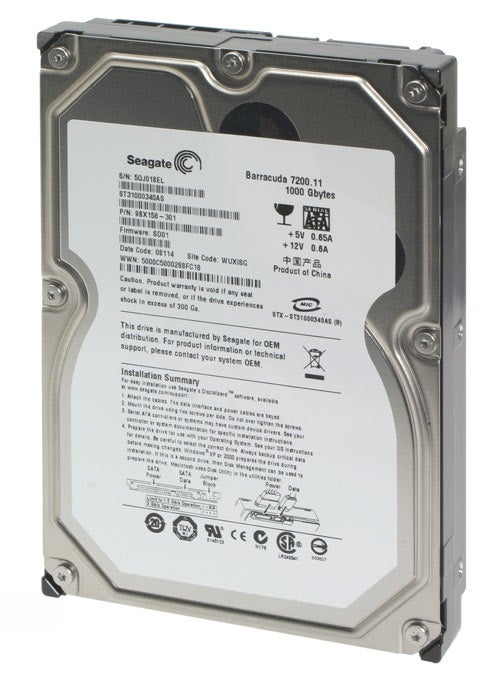 Seagate Barracuda 7200.11 1TB Hard Drive with label and serial number.Seagate Barracuda 7200.11 1TB Hard Drive with label details.