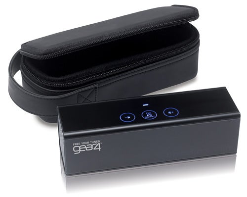 Gear4 BlackBox Mini Bluetooth Speaker with carrying case.