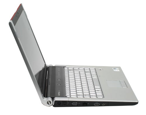 Dell XPS M1530 laptop with open lid on white background.Dell XPS M1530 laptop open on white background